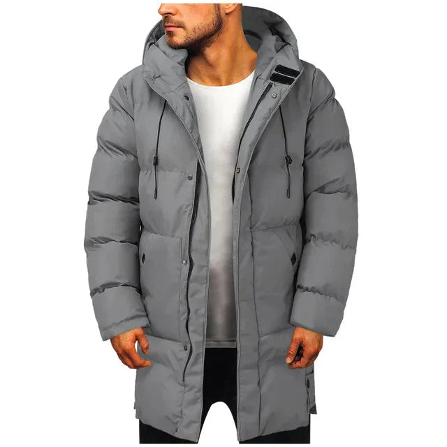 Lukas Manteau Long Homme – Quilted Winter Down Jacket with Hood & Modern Style
