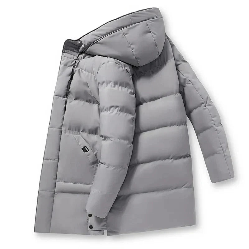 Lukas Manteau Long Homme – Quilted Winter Down Jacket with Hood & Modern Style