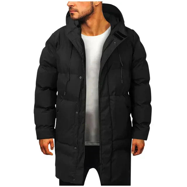 Lukas Manteau Long Homme – Quilted Winter Down Jacket with Hood & Modern Style