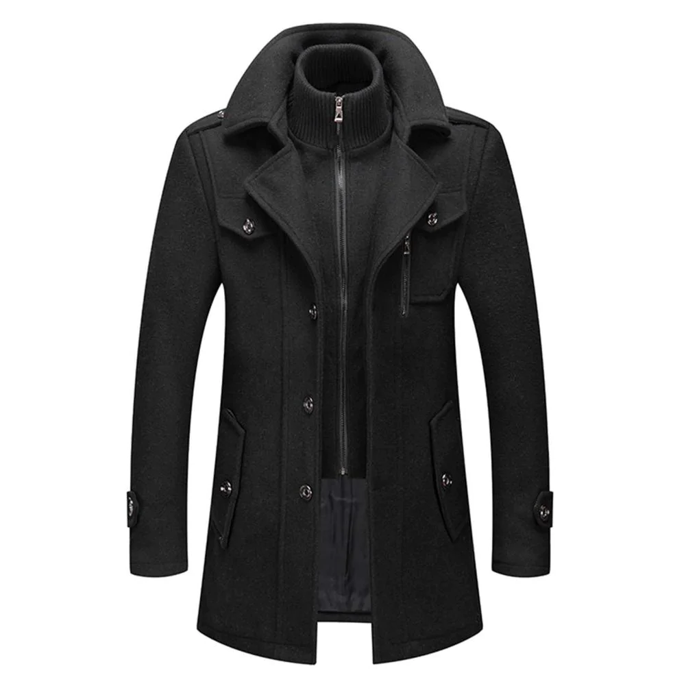 Men’s 2-Piece Layered Long Jacket – Smart Zip-In Insert
