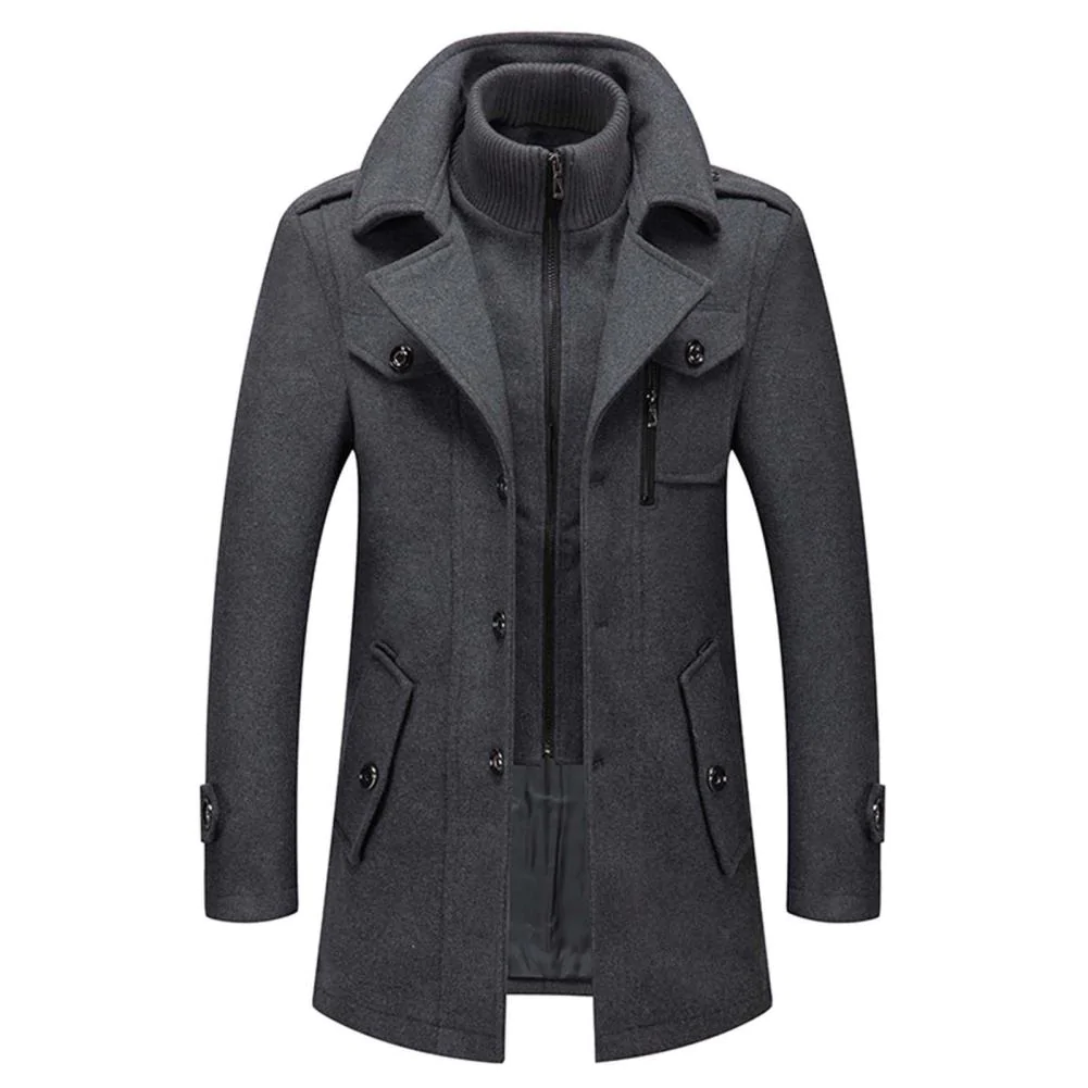 Men’s 2-Piece Layered Long Jacket – Smart Zip-In Insert