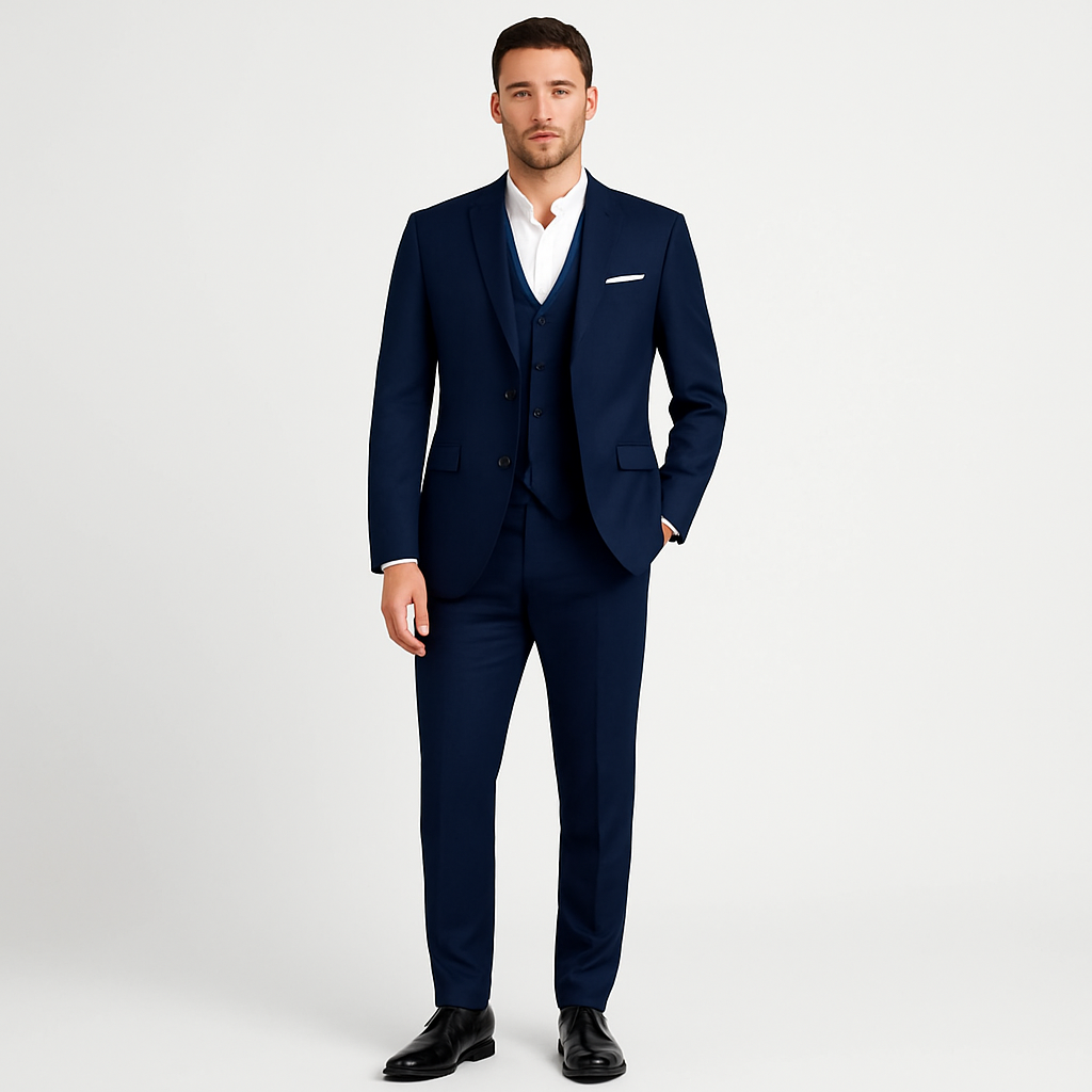 Men’s 3-Piece Tailored Suit – Classic Blazer, Waistcoat and Trousers for Formal Events