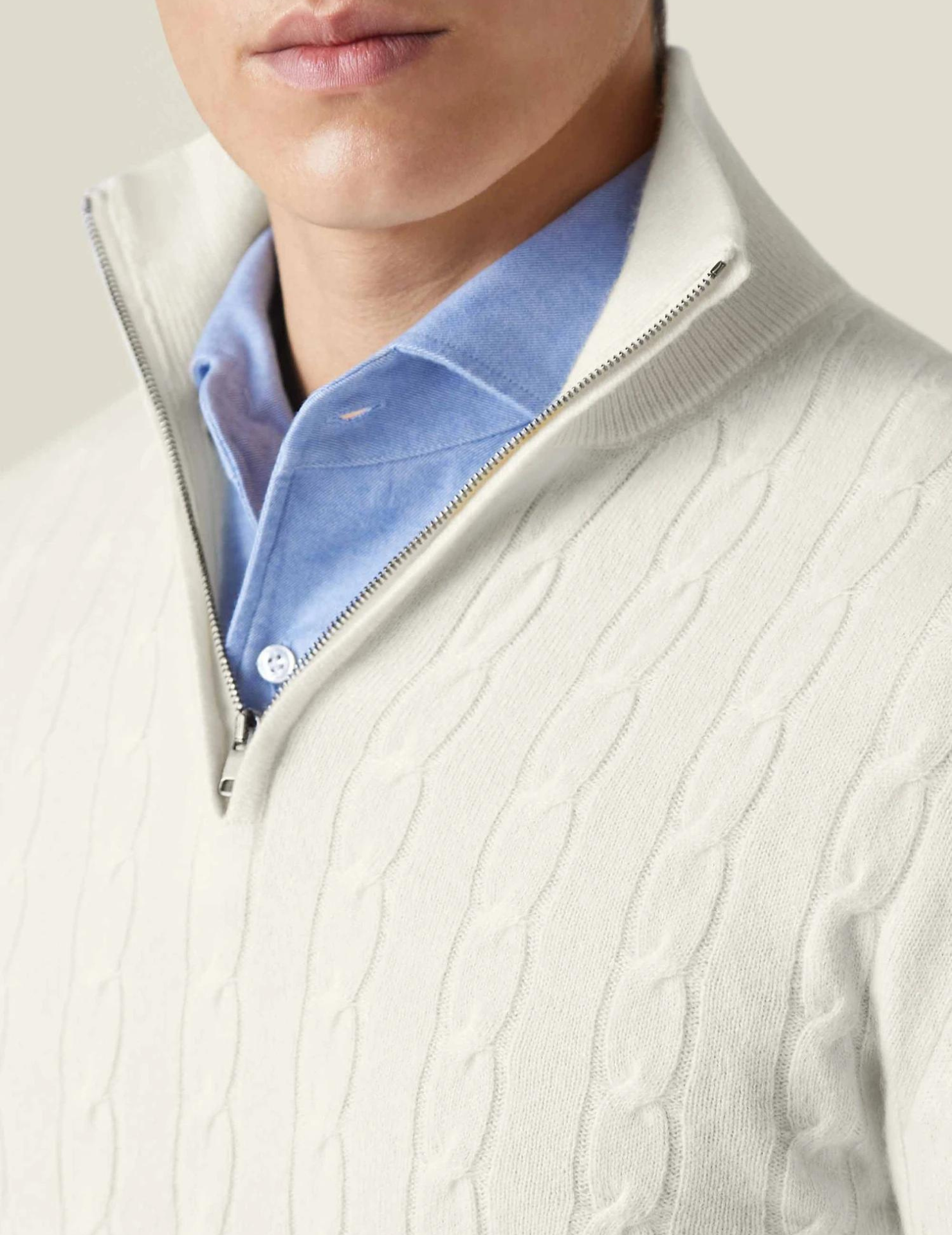 Men’s Cable-Knit Quarter-Zip Sweater – Classic Funnel Neck Knit Wear