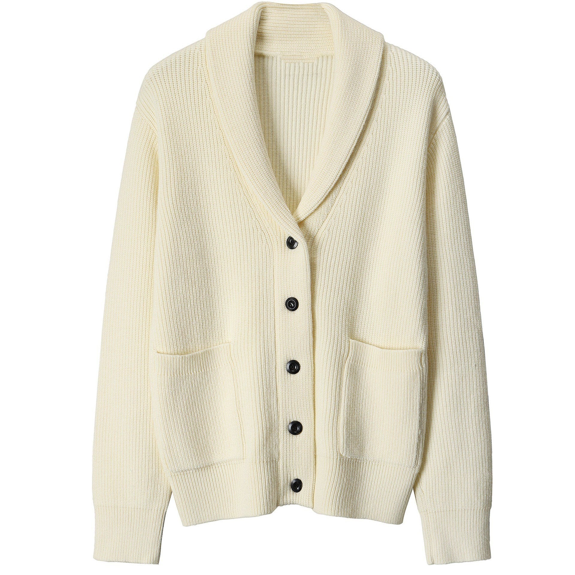 Men’s Cardigan Sweater – Ribbed Knit – Shawl Collar – Relaxed Fit – Button-Up