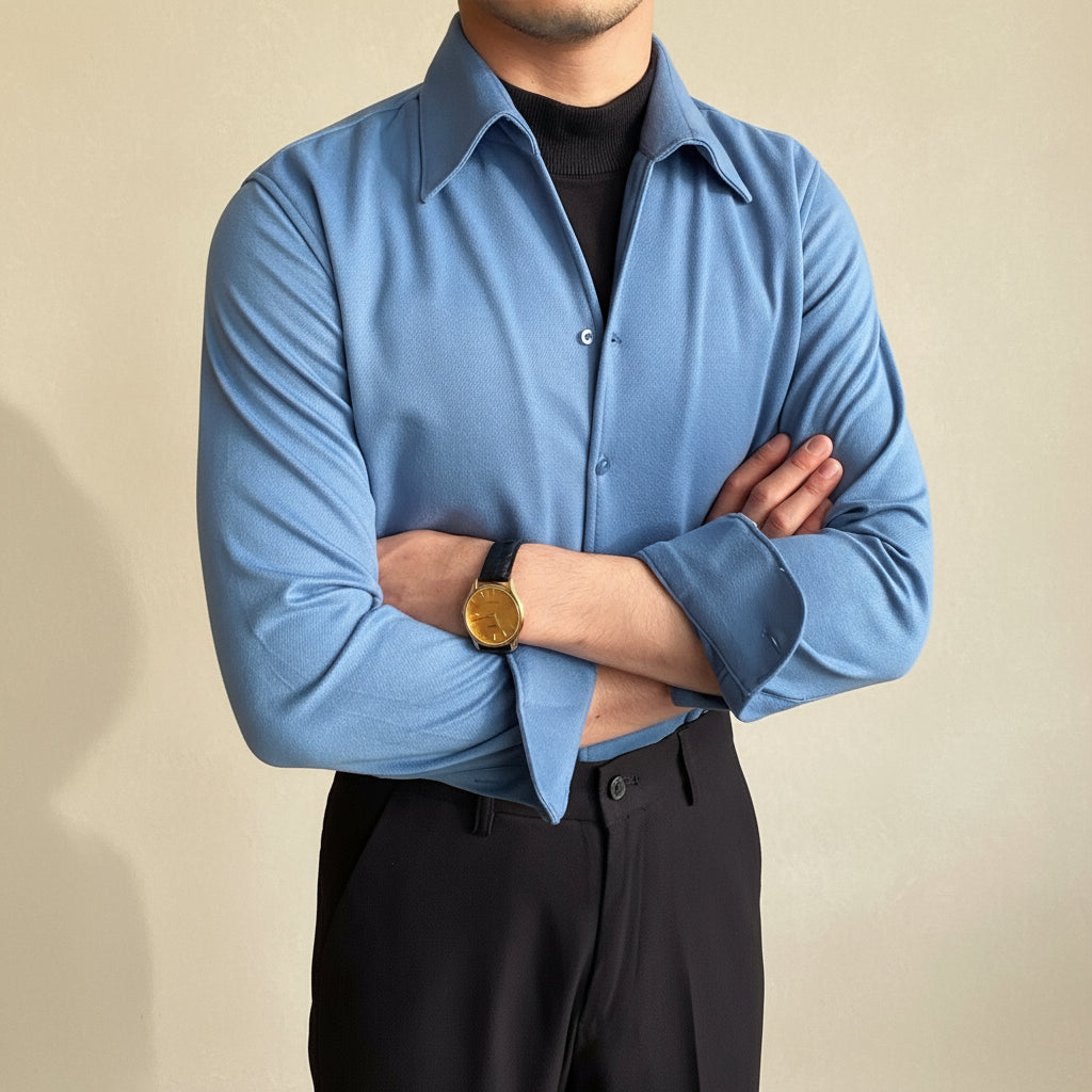 Men’s Casual Long Sleeve Shirt – Modern Slim Fit for Everyday Versatility