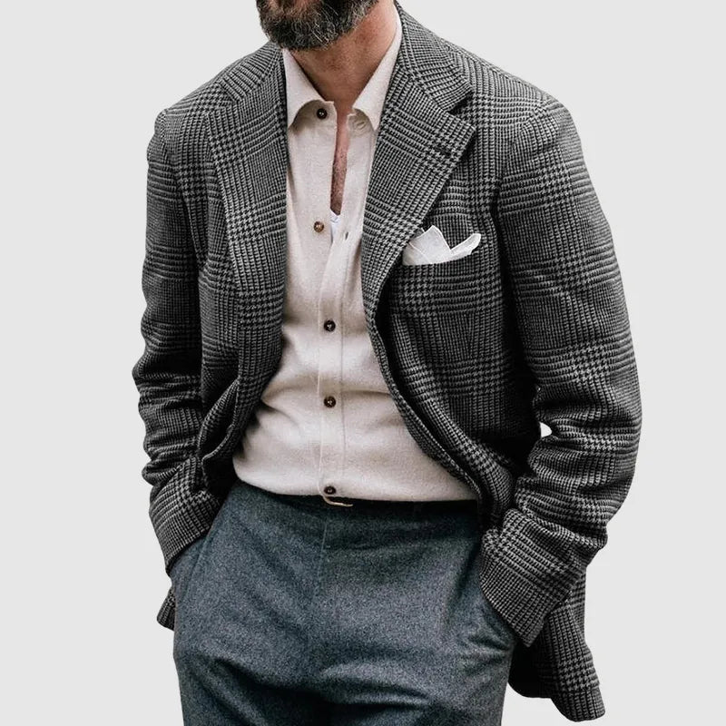 Men’s Checkered Blazer – Classic Tailored Design