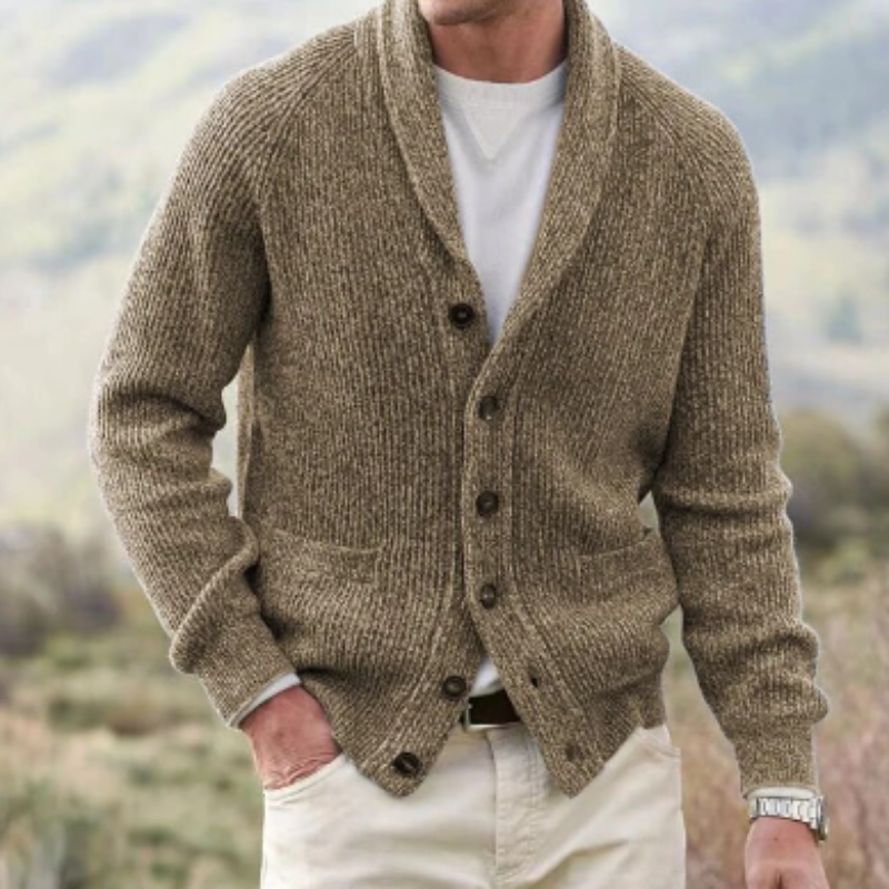 Men’s Classic Knit Cardigan – Timeless Shawl Collar Sweater