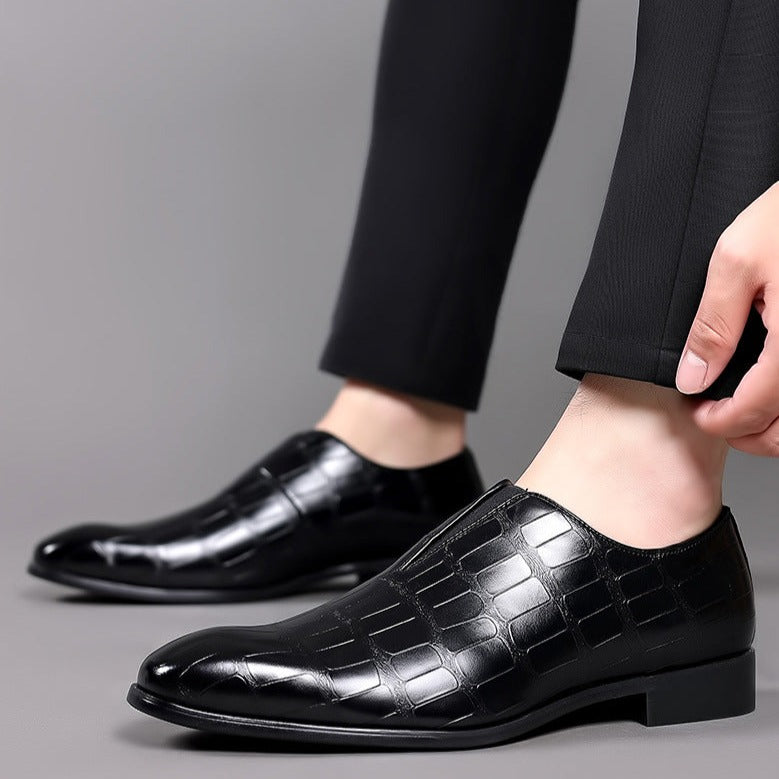 Men’s Classic Patterned Leather Dress Shoes – Timeless Design with Cushioned Comfort
