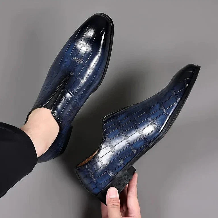 Men’s Classic Patterned Leather Dress Shoes – Timeless Design with Cushioned Comfort