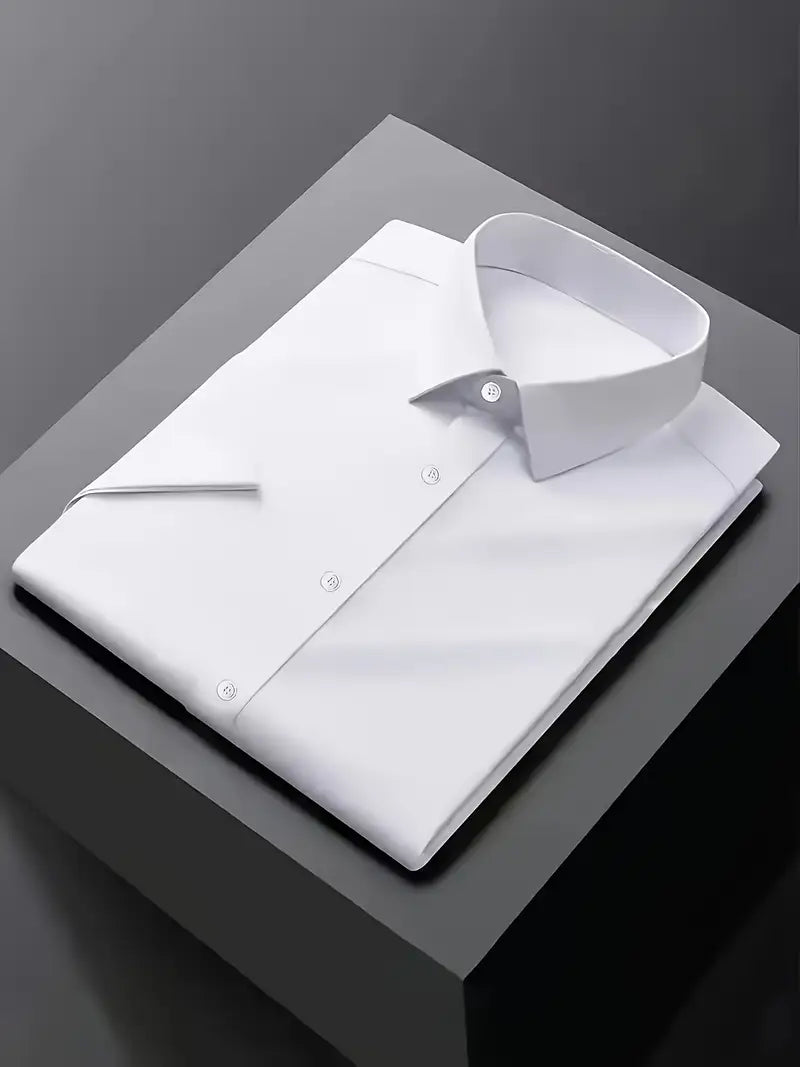 Men’s Classic White Dress Shirt – Slim Fit Long Sleeve