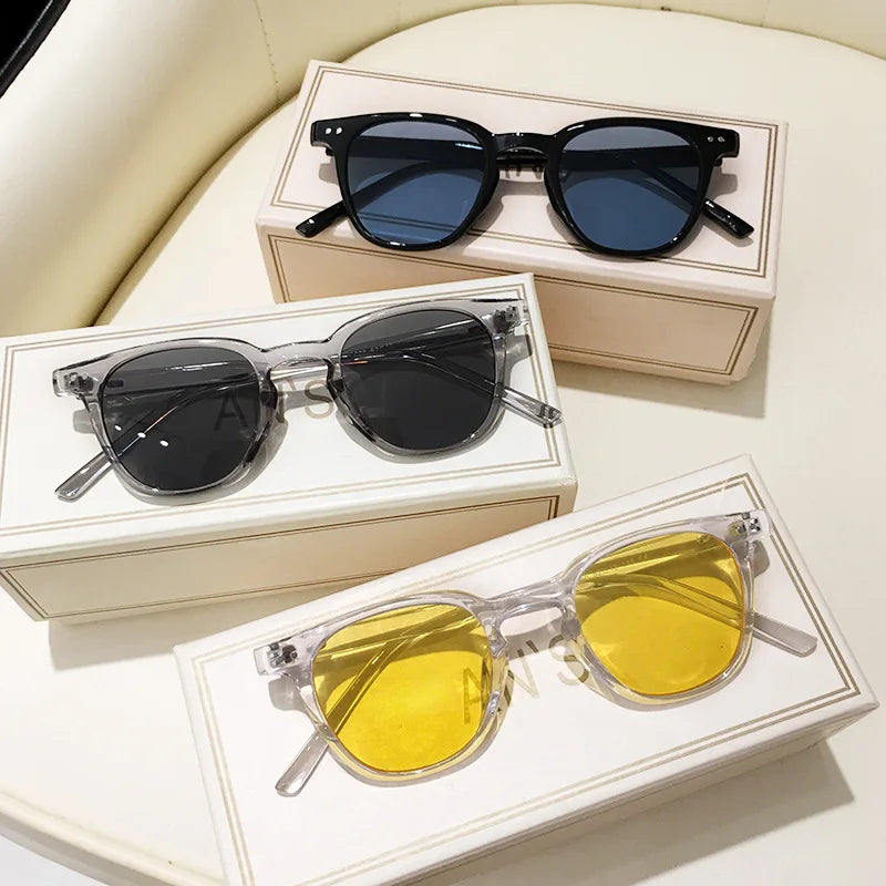 Men’s Clear Frame Square Sunglasses with Dark Lenses – Casual Eyewear