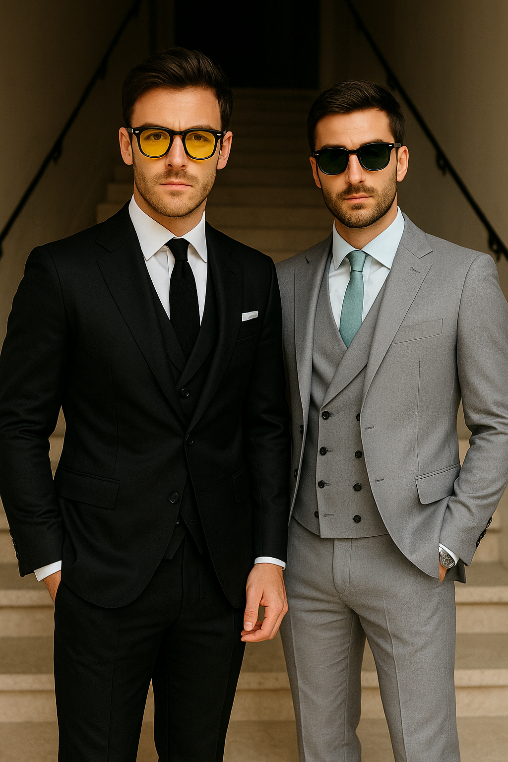 Men’s Clear Frame Square Sunglasses with Dark Lenses – Casual Eyewear