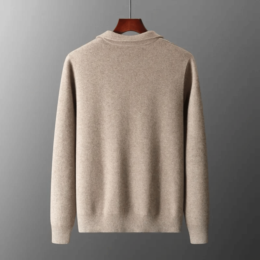 Men’s Collared Zip-Up Knit Cardigan – Casual Smart Layering Jacket