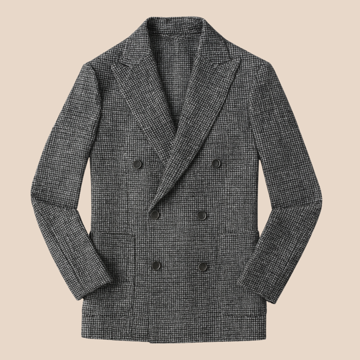 Men’s Double-Breasted Checked Blazer – Tailored Smart Casual Jacket