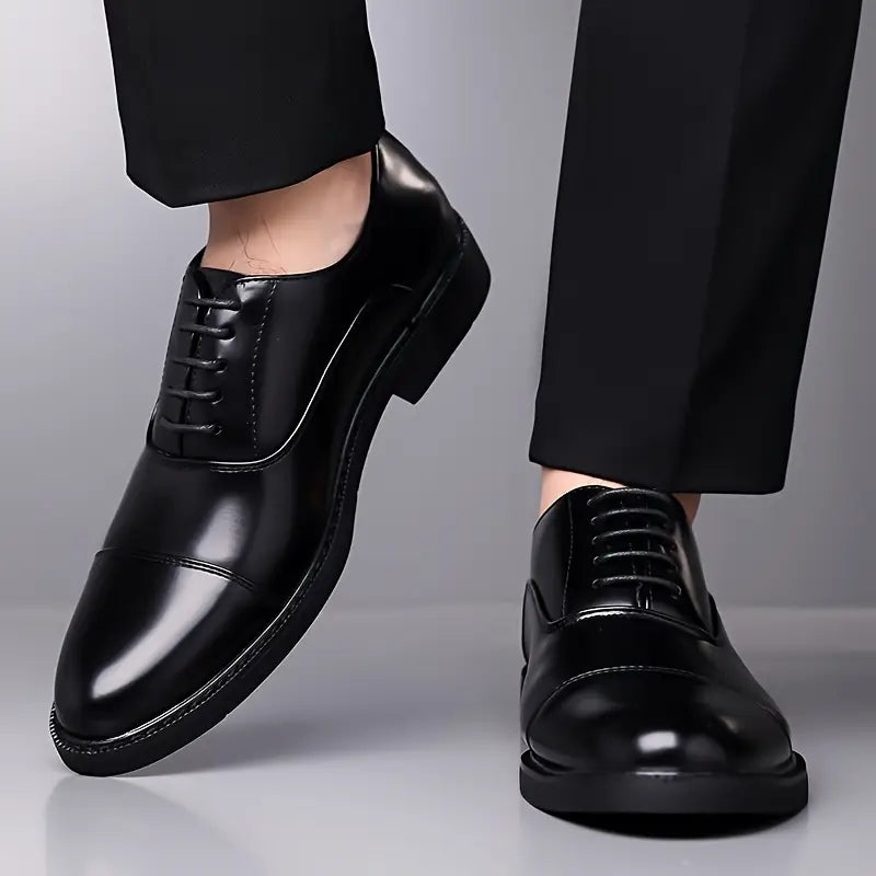 Men’s Glossy Oxfords – Classic Lace-Up Business Shoes