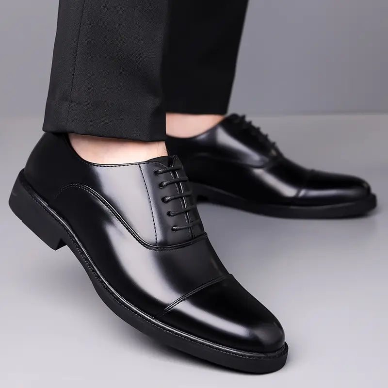 Men’s Glossy Oxfords – Classic Lace-Up Business Shoes