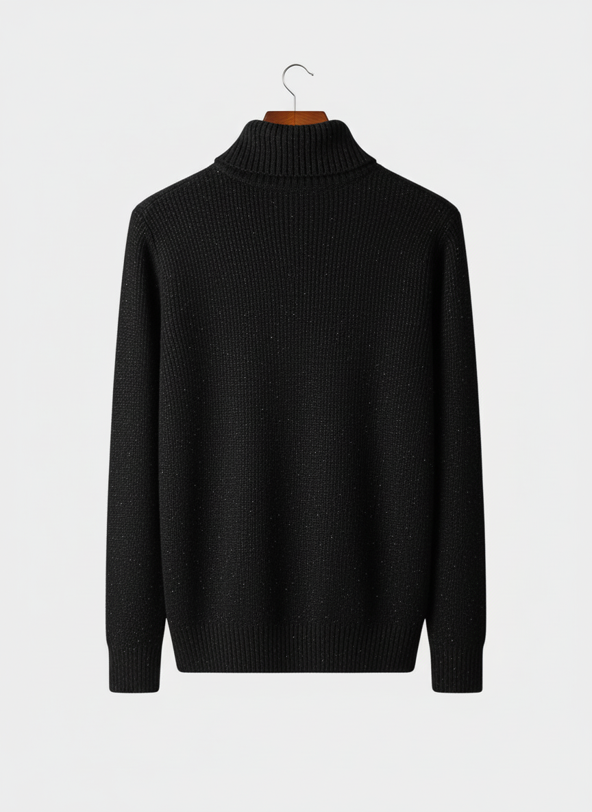 Men’s Half Zip Cable Knit Sweater with Fold Collar – All-Season Casual Layer