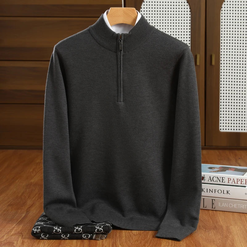 Men’s Half-Zip Mock Neck Pullover – Tailored Fit