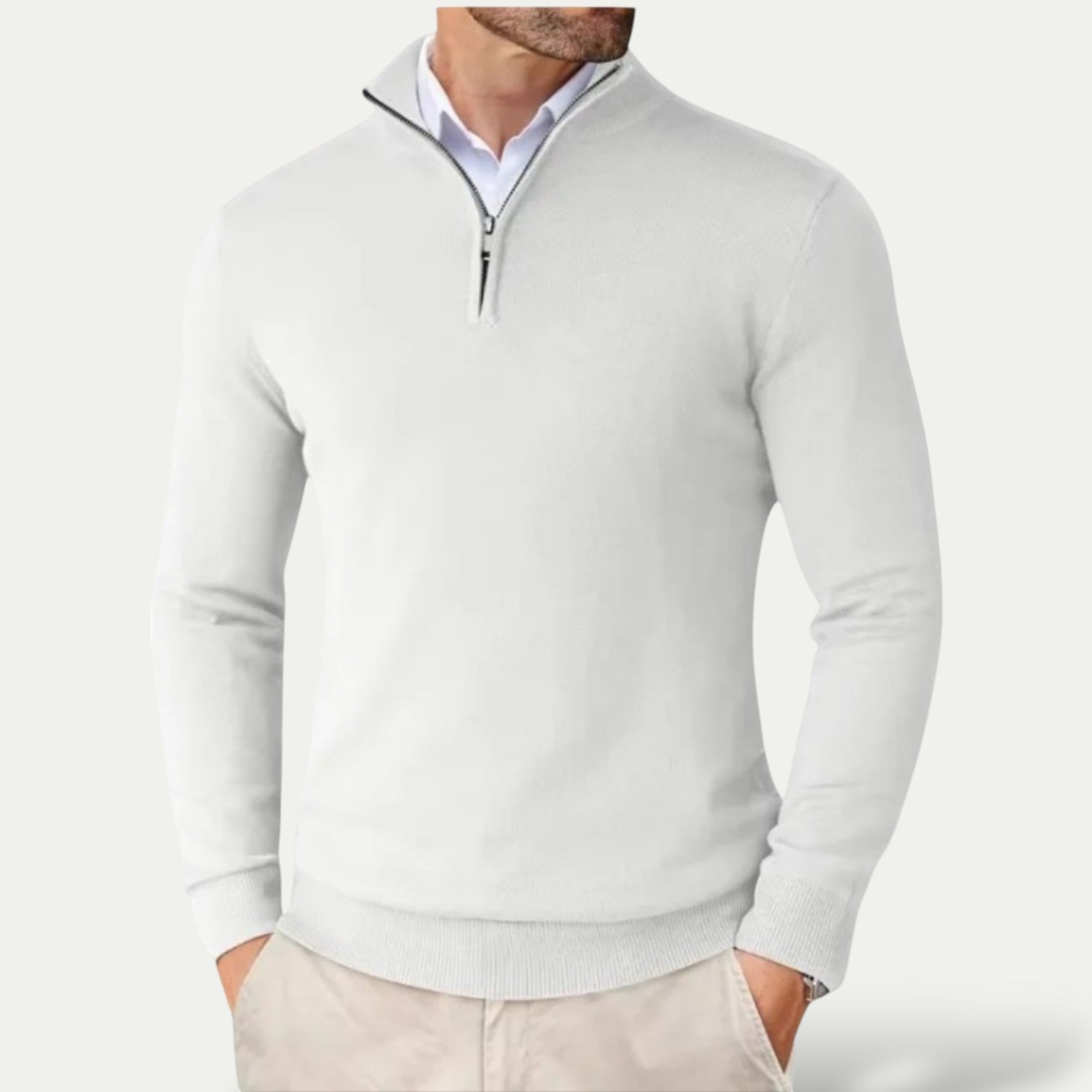 Men’s Half-Zip Pullover with Long Sleeves – All-Season Smart Casual Layer
