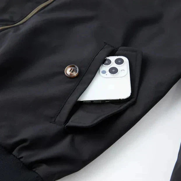 Men’s Harrington Jacket – Zip-Front Bomber Style with Stand Collar