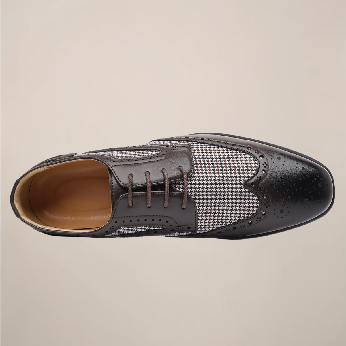 Men’s Houndstooth Oxford Dress Shoes – Classic Brogue Detailing