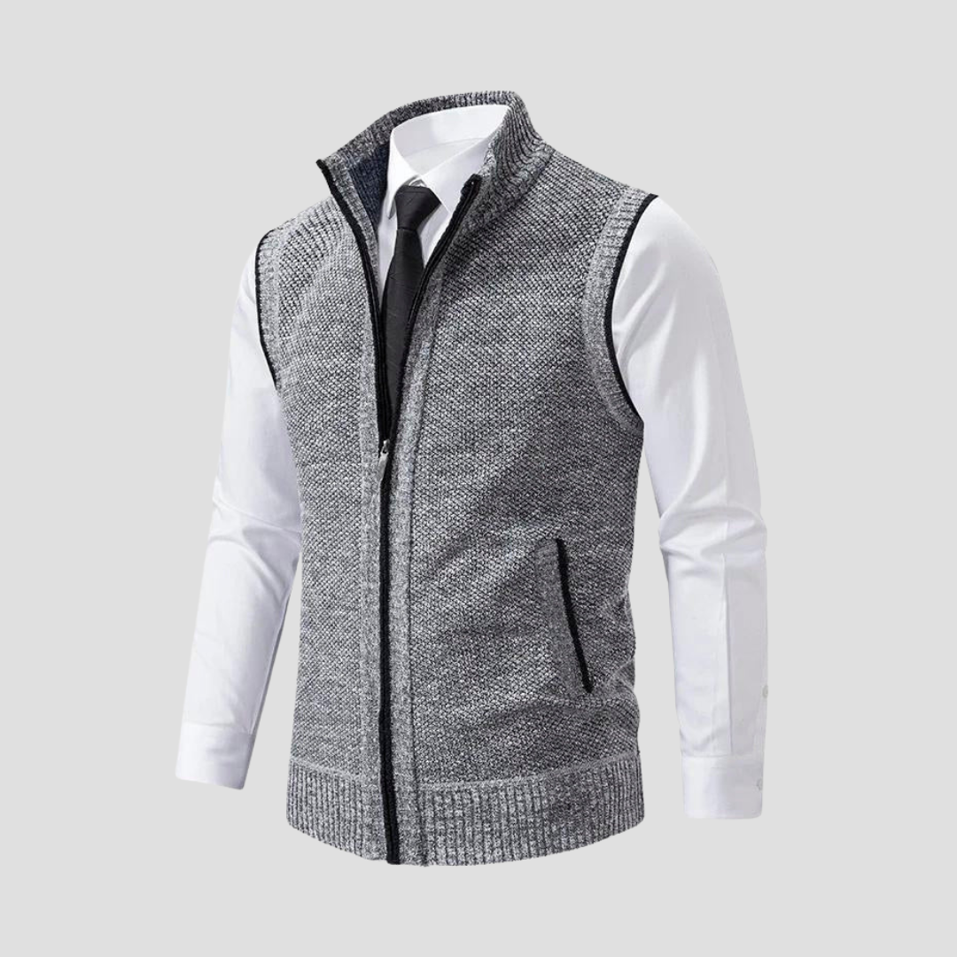 Men’s Knitted Zip Gilet – Smart Casual Layer with Contrast Trim