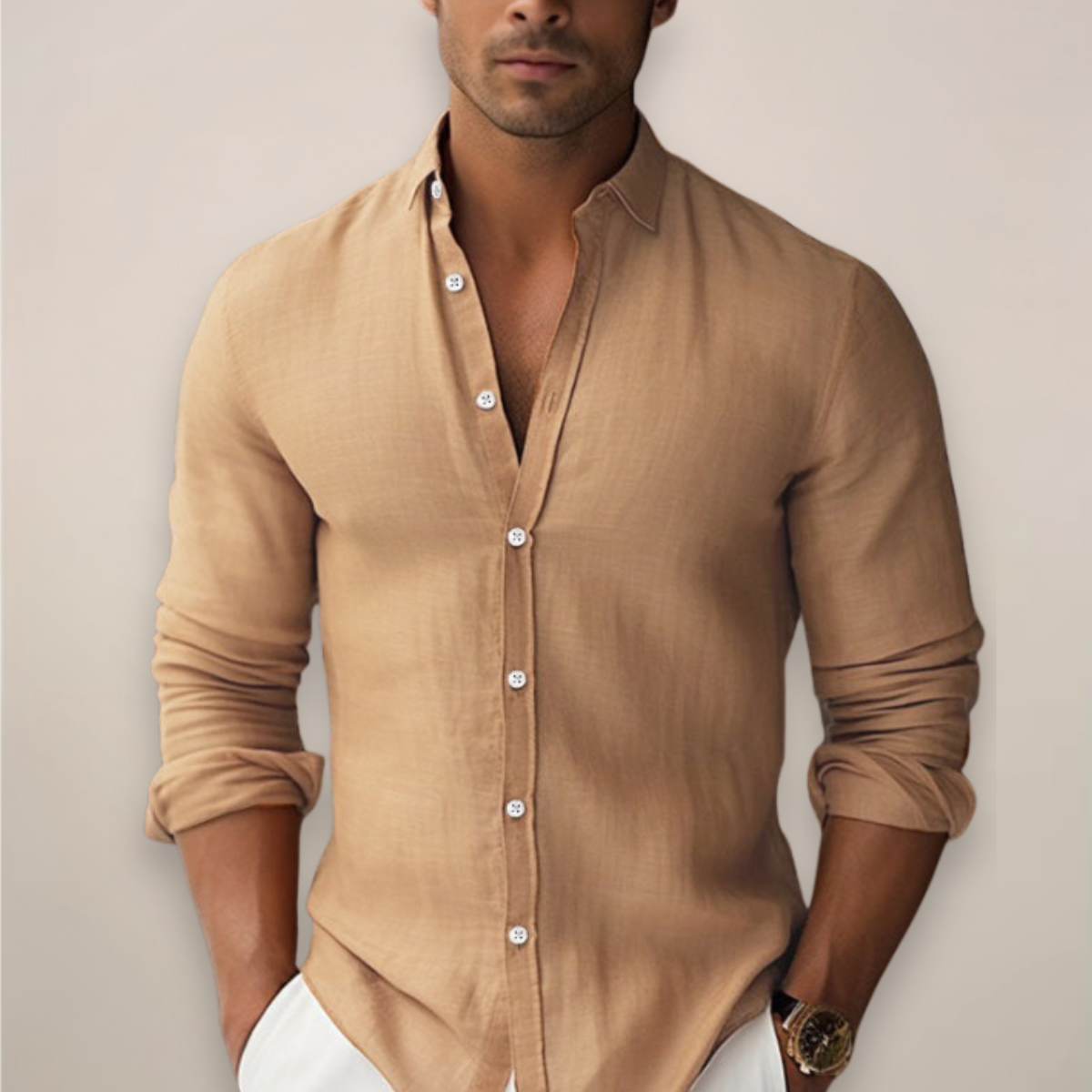 Men’s Linen Summer Shirt – Short Sleeve Casual Button-Up for Sophisticated Look