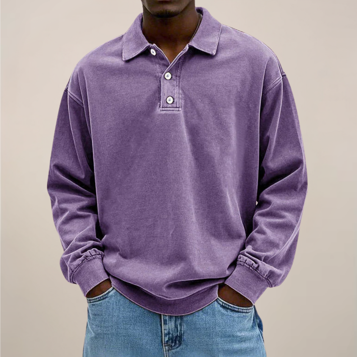 Men’s Long Sleeve Polo Shirt – Relaxed Smart Casual Essential