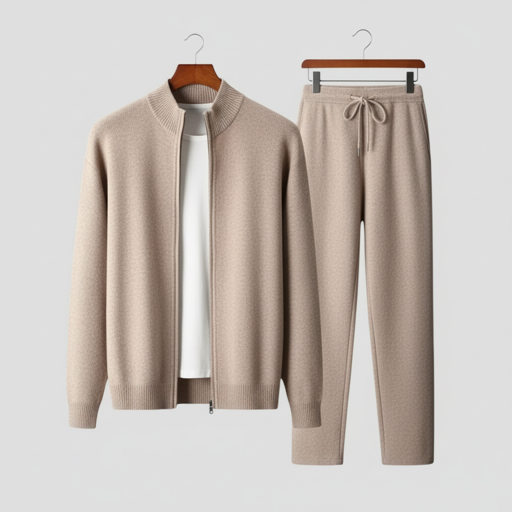 Men’s Lounge Set – Zip-Up Sweater and Drawstring Trousers for Effortless Comfort