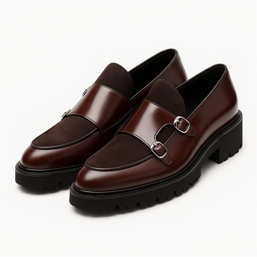 Men’s Monk Strap Loafers – Modern Dress Shoes with Dual Buckle