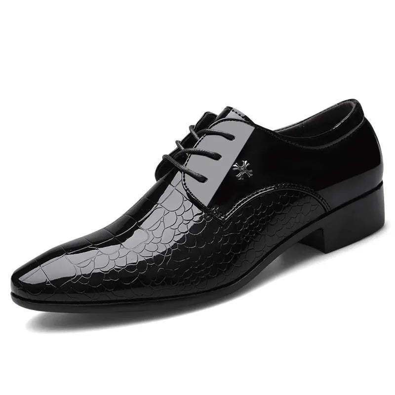 Men’s Patent Oxford Dress Shoes – Lace-Up Formal Footwear with Textured Finish