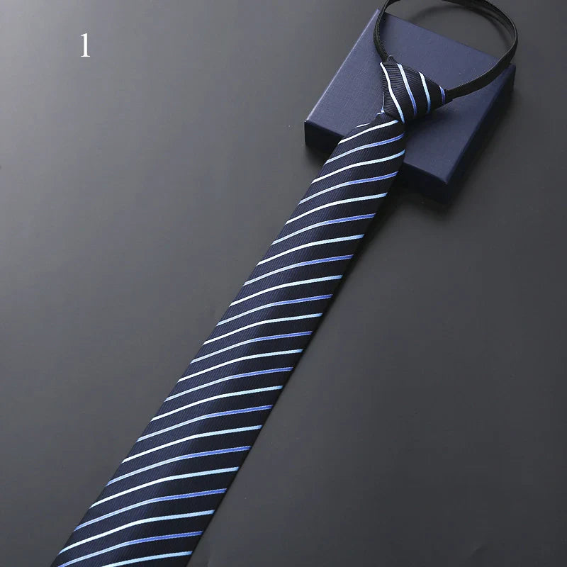 Men’s Pre-Tied Elastic Necktie – Slim Formal Tie for Business & Weddings