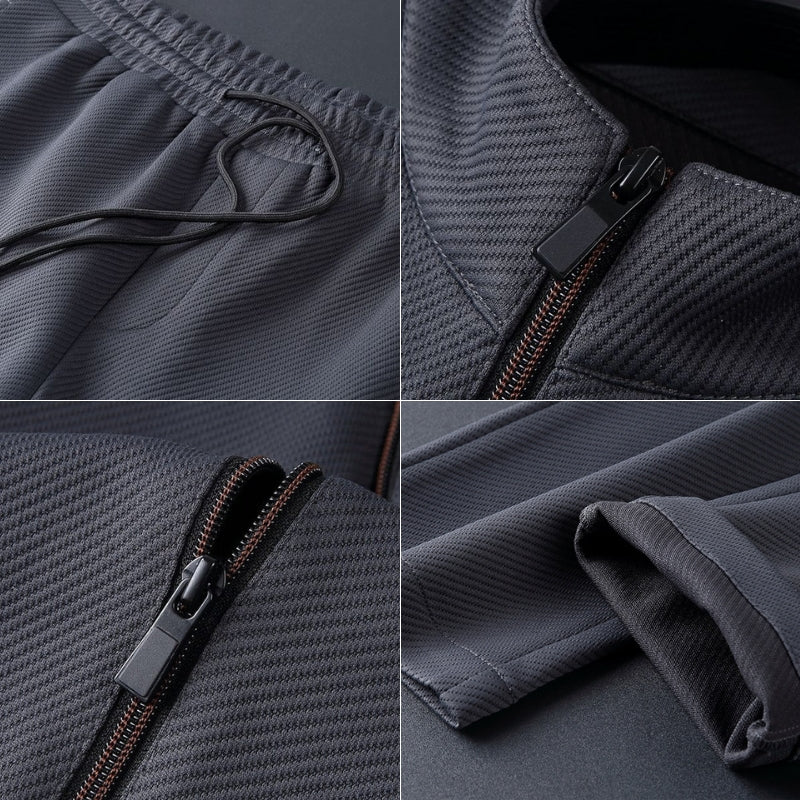 Men’s Tracksuit Set – Zip-Up Jacket and Tapered Joggers for Smart Casual Wear