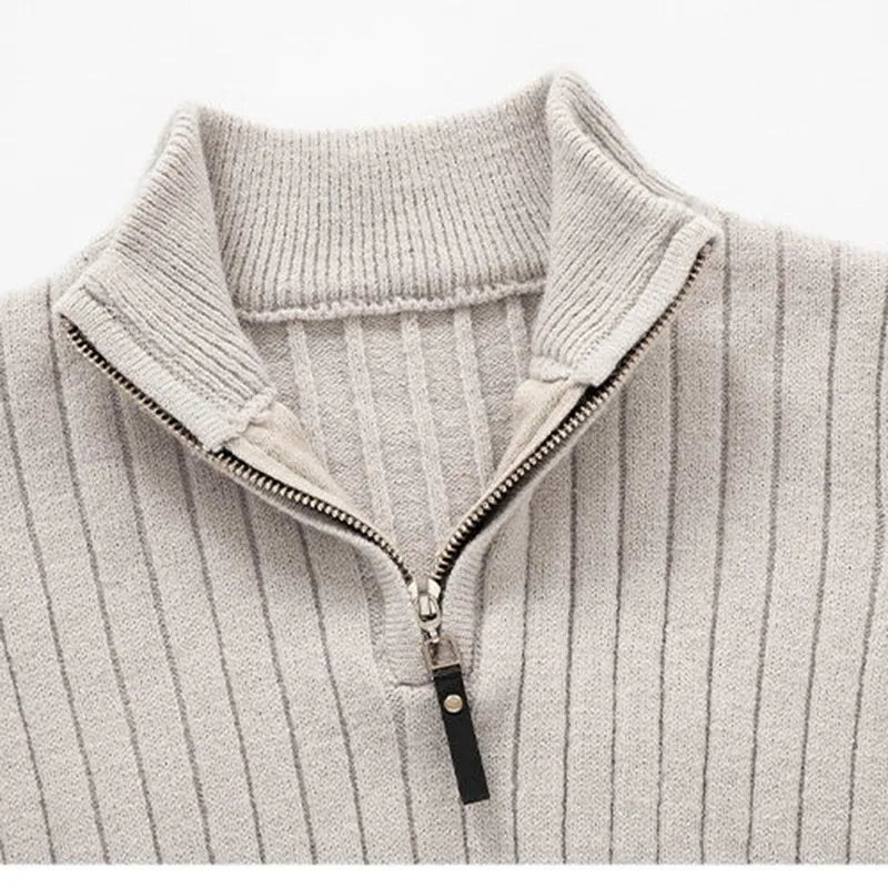 Men’s Ribbed Half-Zip Sweater – Neutral Tones