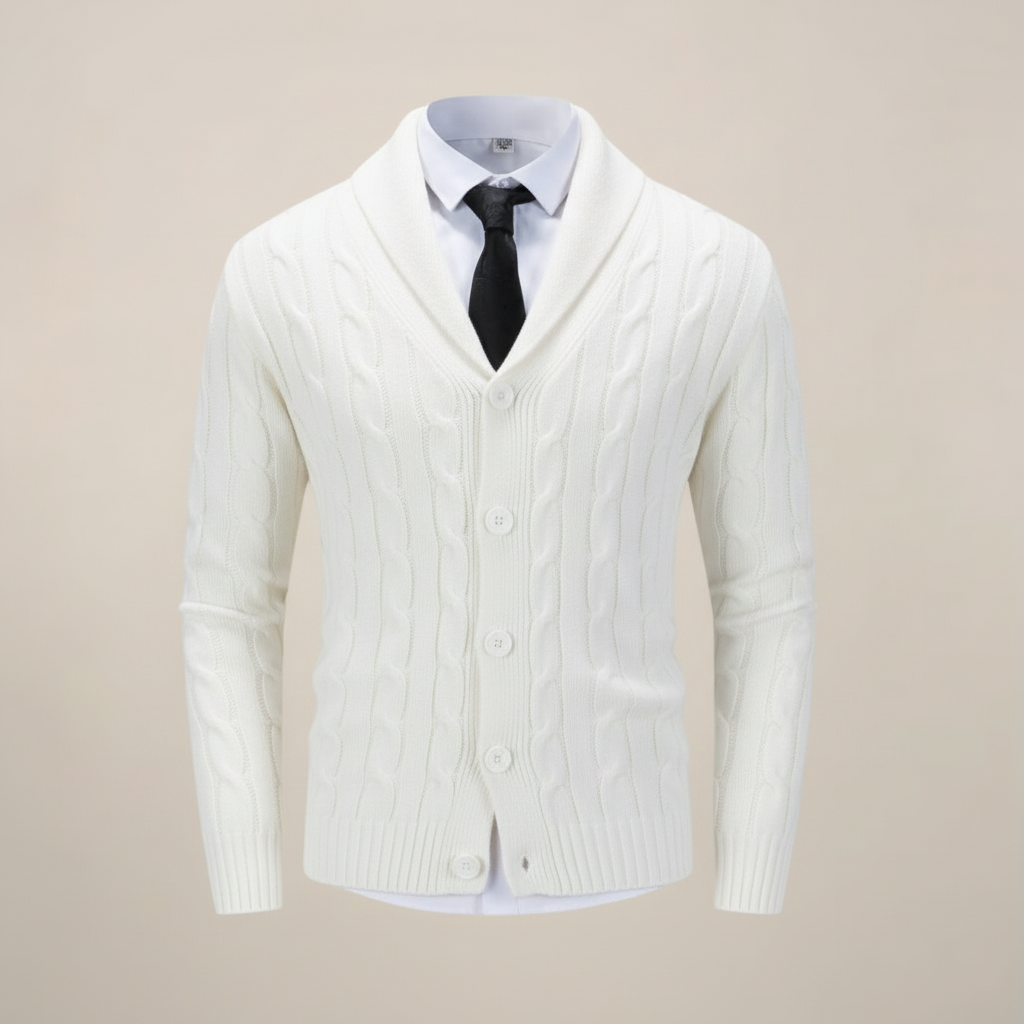 Men’s Shawl Collar Cardigan – Chunky Knit Sweater for Smart Casual & Winter Wear