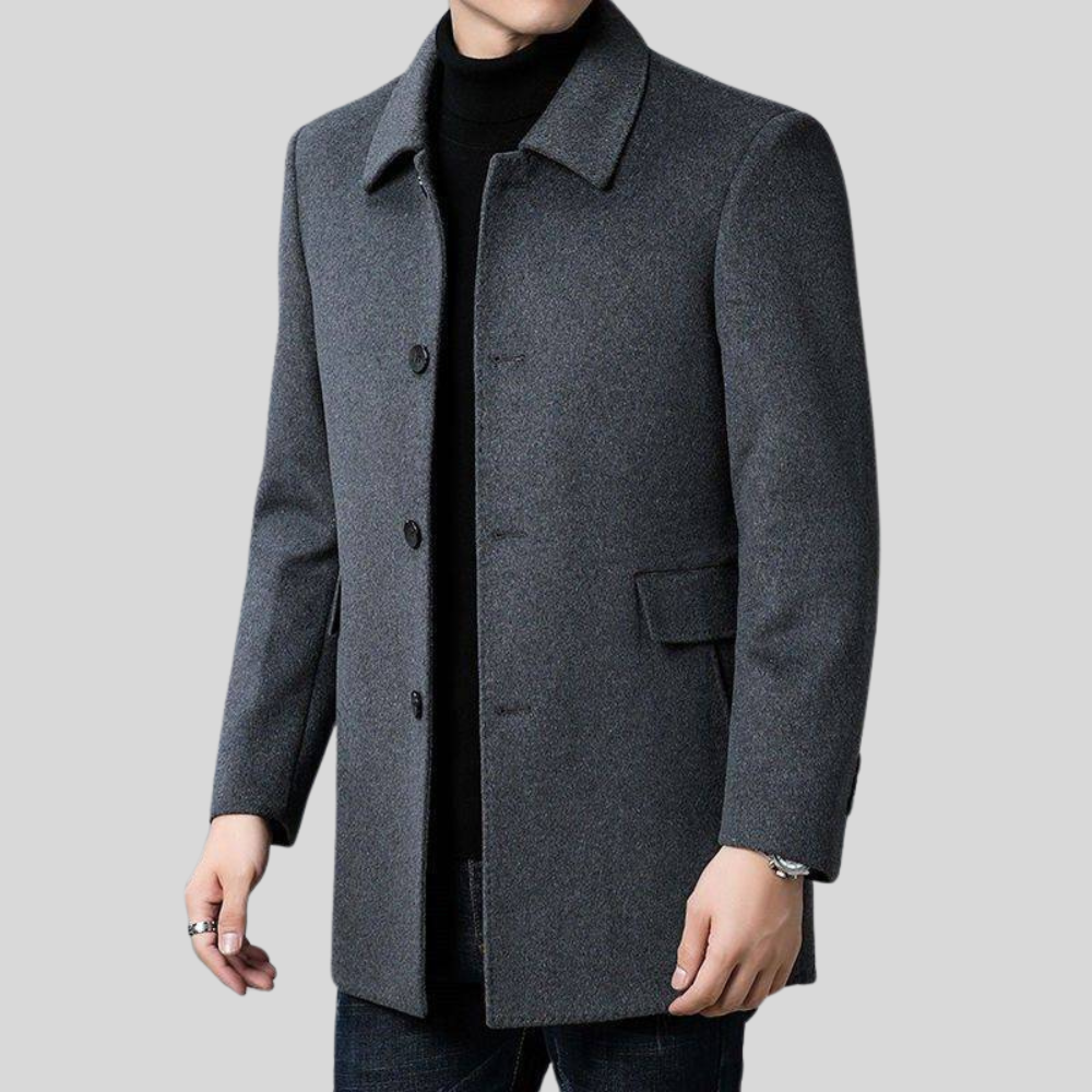 Men’s Single-Breasted Overcoat – Smart Casual Tailored Winter Jacket