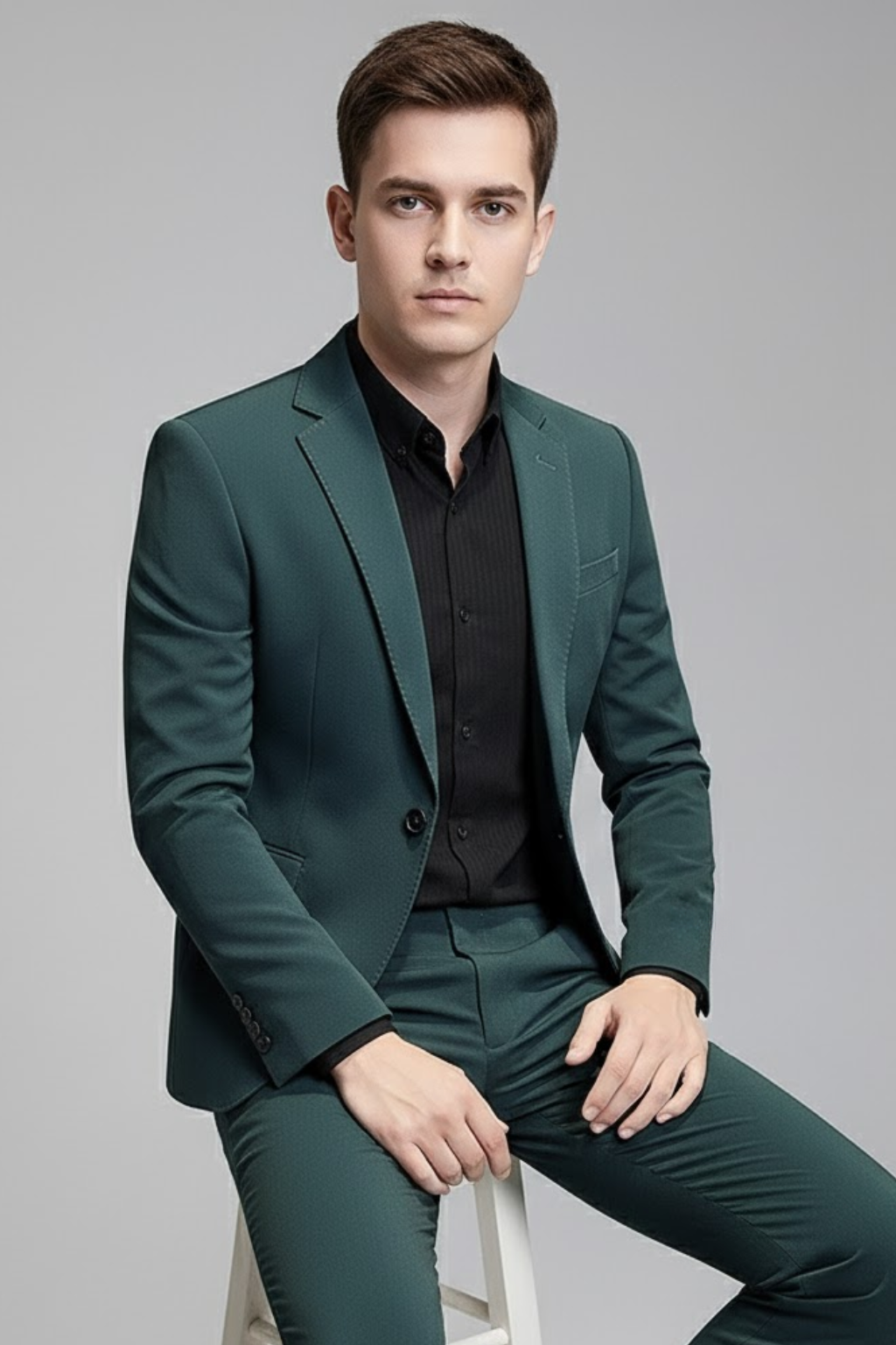 Men’s Slim Fit Business Suit – Modern Korean Style for Smart & Casual Occasions