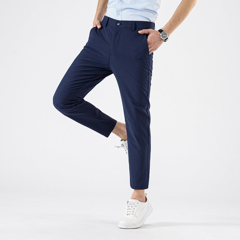 Men’s Slim Fit Cropped Trousers – Smart Casual Business Pants for Spring & Autumn