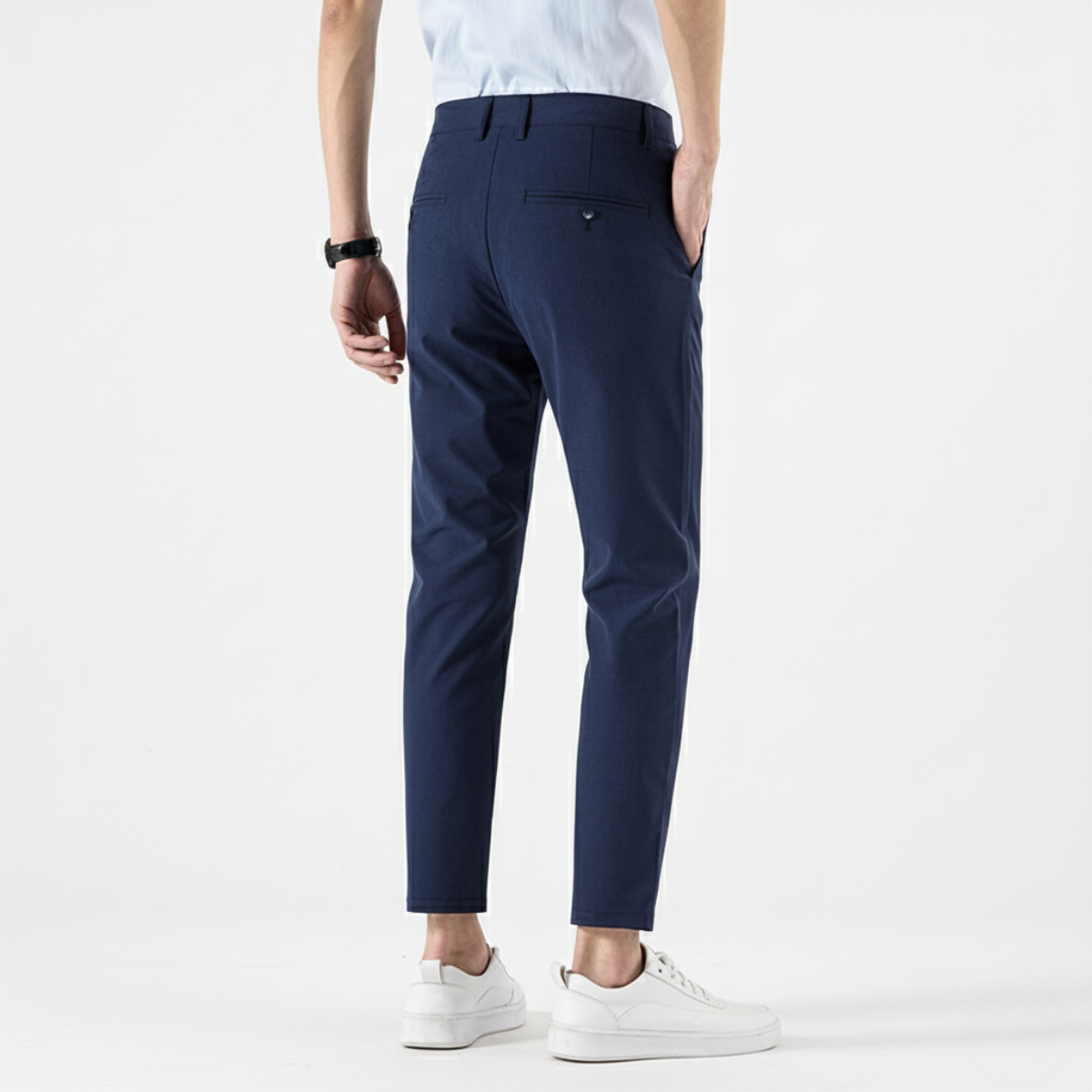 Men’s Slim Fit Cropped Trousers – Smart Casual Business Pants for Spring & Autumn