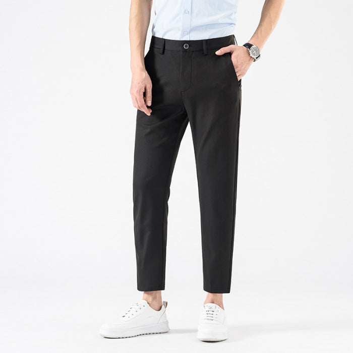 Men’s Slim Fit Cropped Trousers – Smart Casual Business Pants for Spring & Autumn