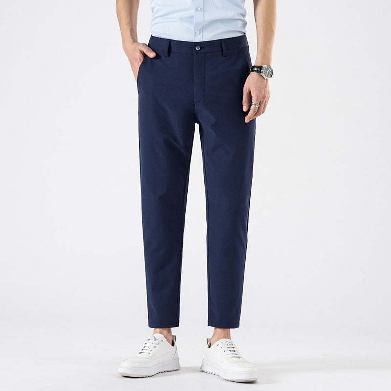 Men’s Slim Fit Cropped Trousers – Smart Casual Business Pants for Spring & Autumn