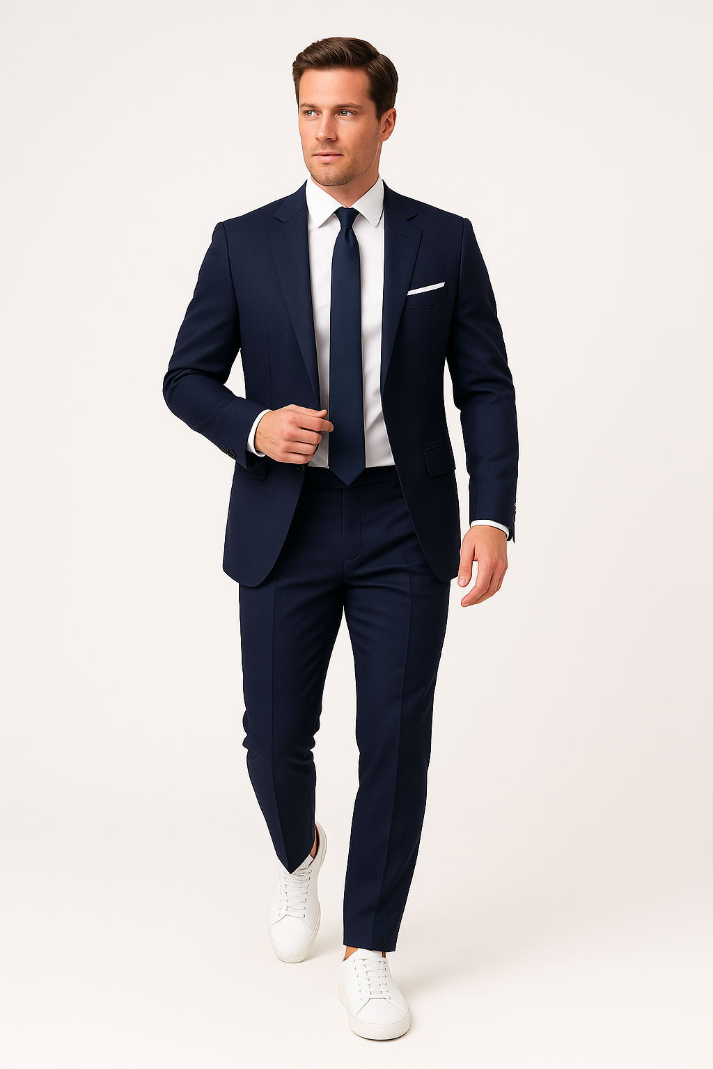 Men’s Slim Fit Navy Blue Suit – Tailored Two-Piece Blazer and Trousers