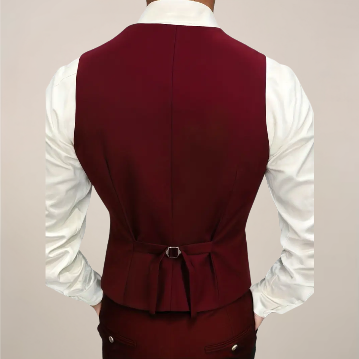 Men’s Slim Fit Three-Piece Suit – Tailored Burgundy Ensemble for Weddings & Formal Events