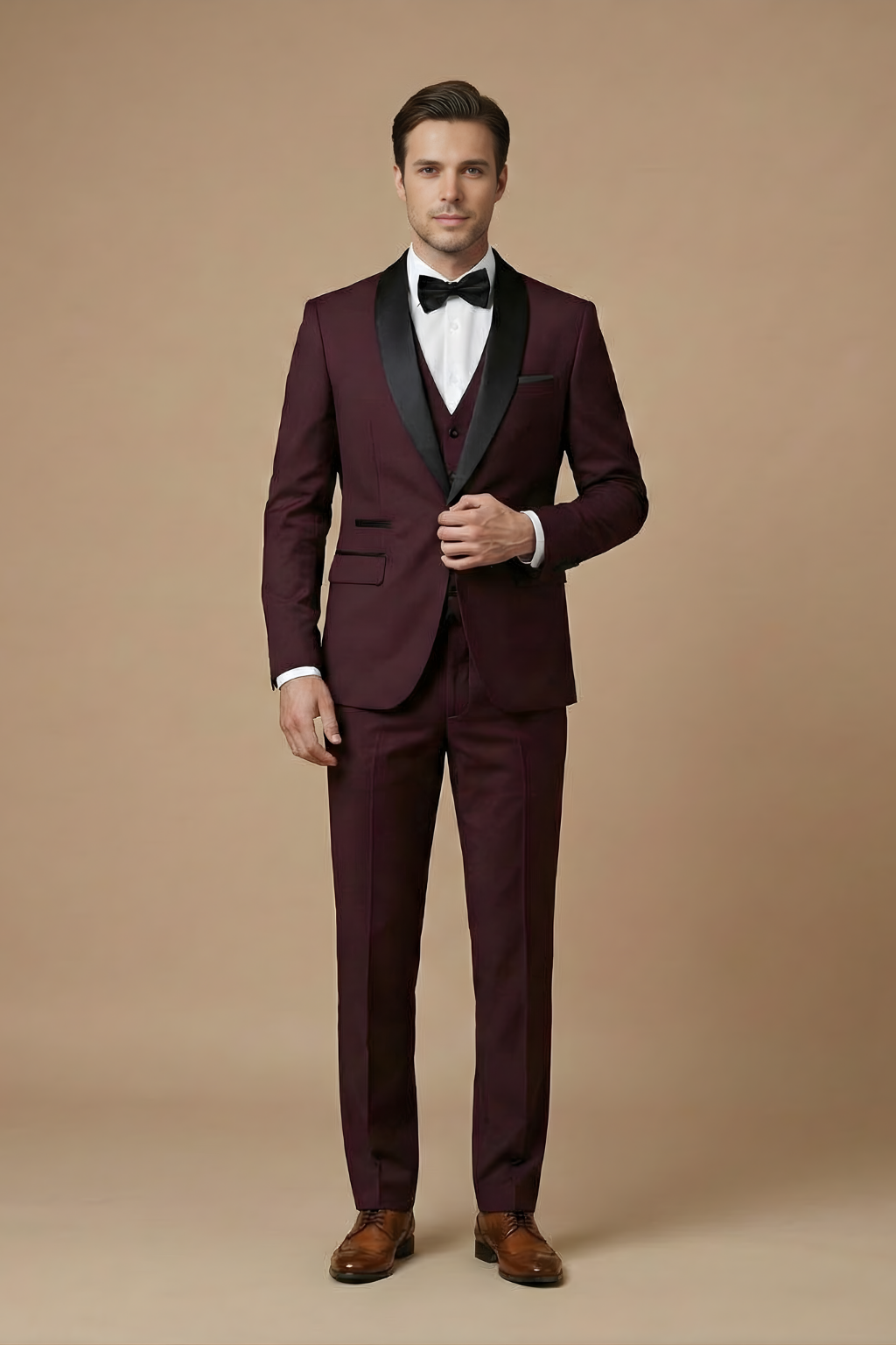 Men’s Slim Fit Three-Piece Suit – Tailored Jacket, Waistcoat and Trousers for Weddings and Formal Occasions