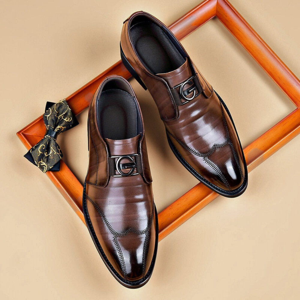 Men’s Slip-On Dress Shoes with Wingtip Detailing – Formal & Business Wear