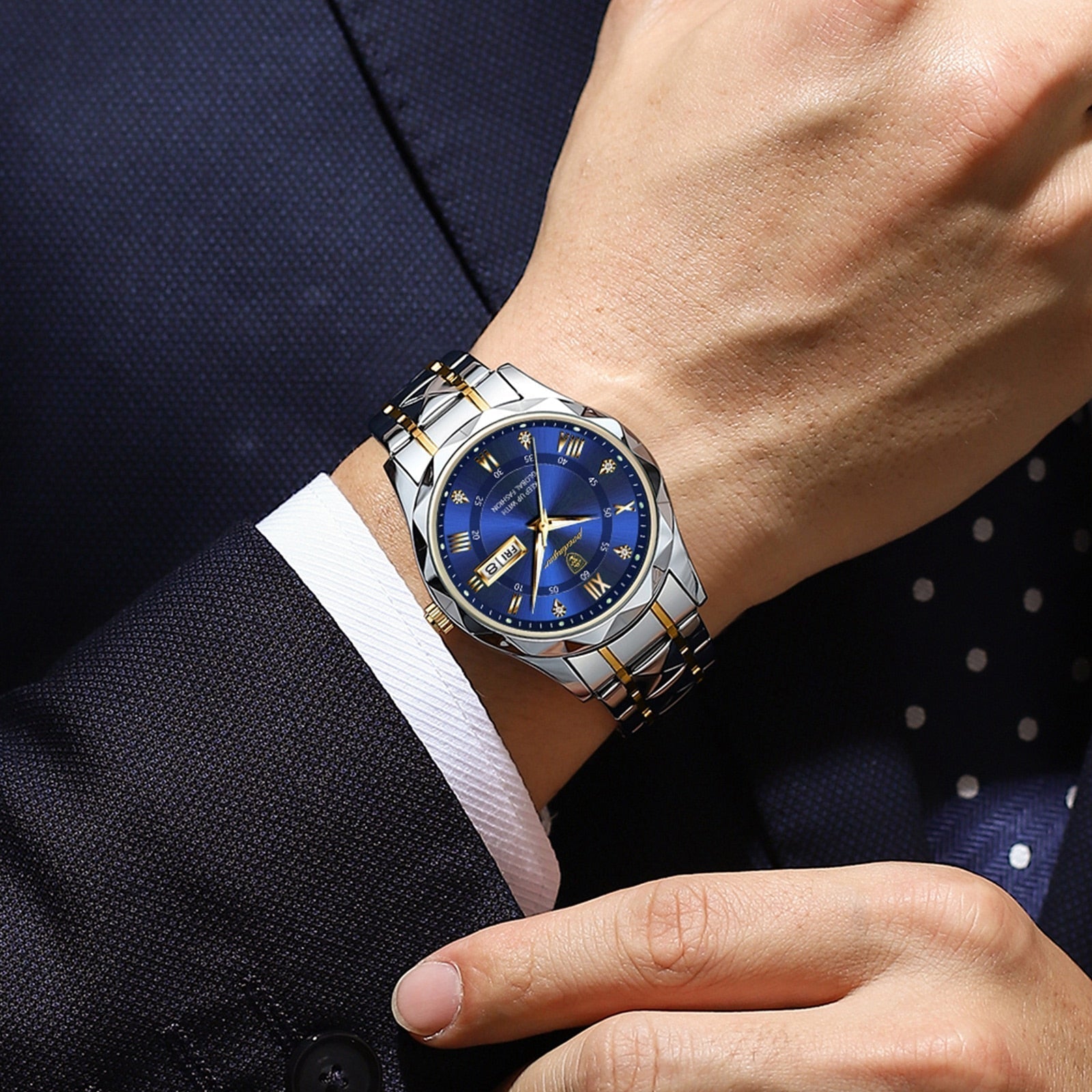 Men’s Stainless Steel Wristwatch – Different Colours Dial with Day & Date Display