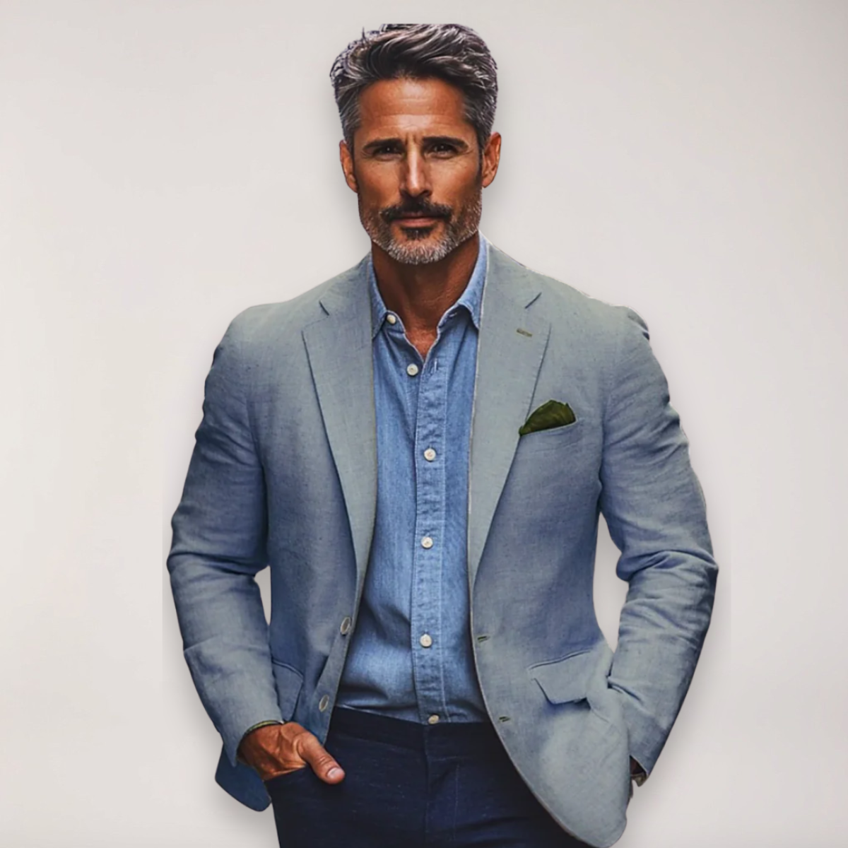 Men’s Tailored Blazer – Smart Casual Jacket in Beige, Navy, Blue, and Grey