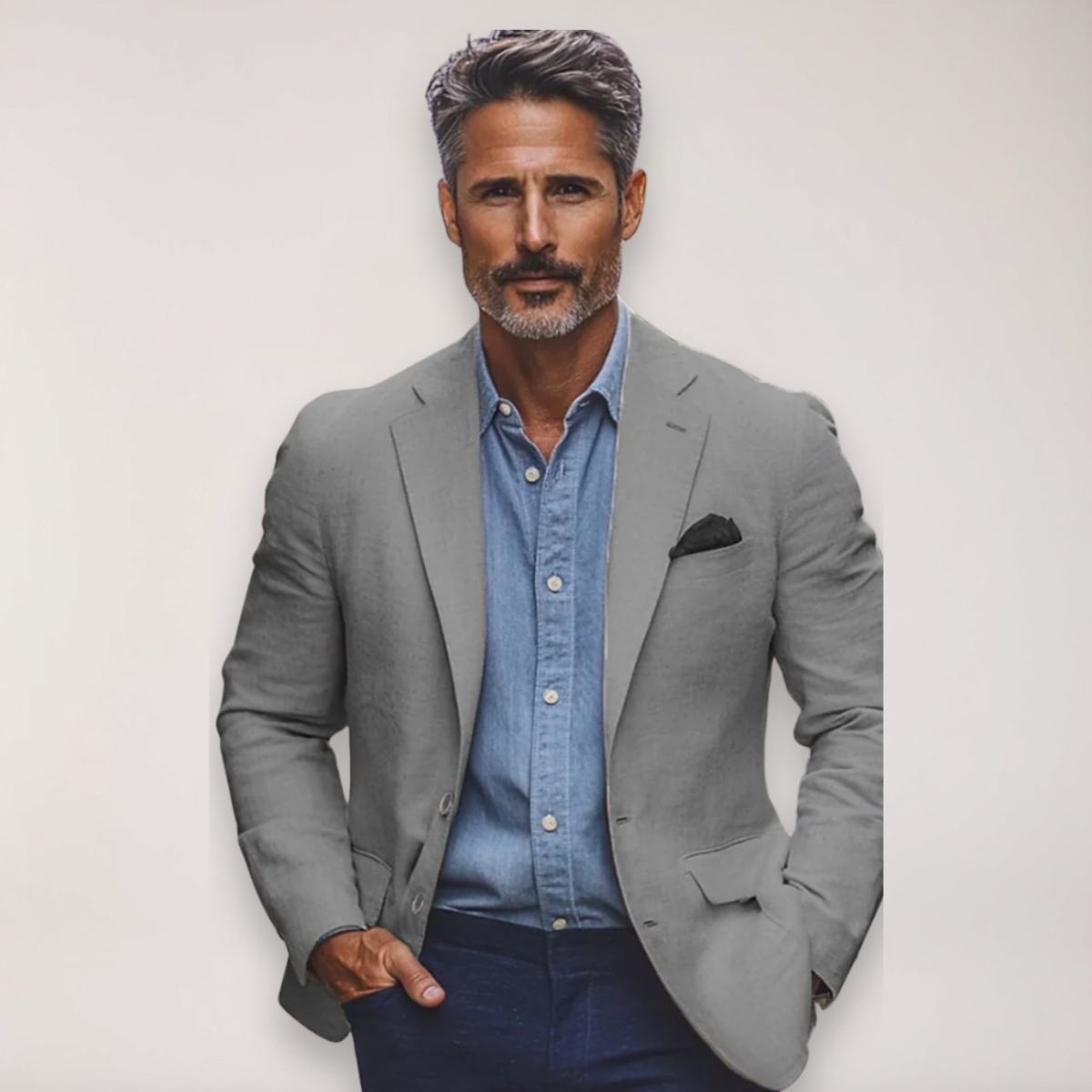 Men’s Tailored Blazer – Smart Casual Jacket in Beige, Navy, Blue, and Grey