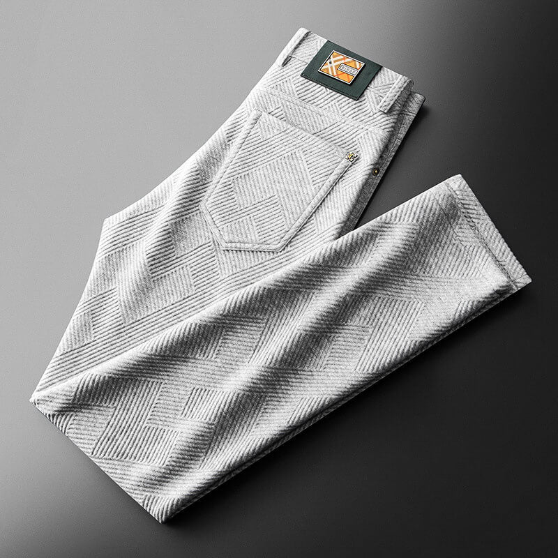 Men’s Textured Trousers – Geometric Pattern Design