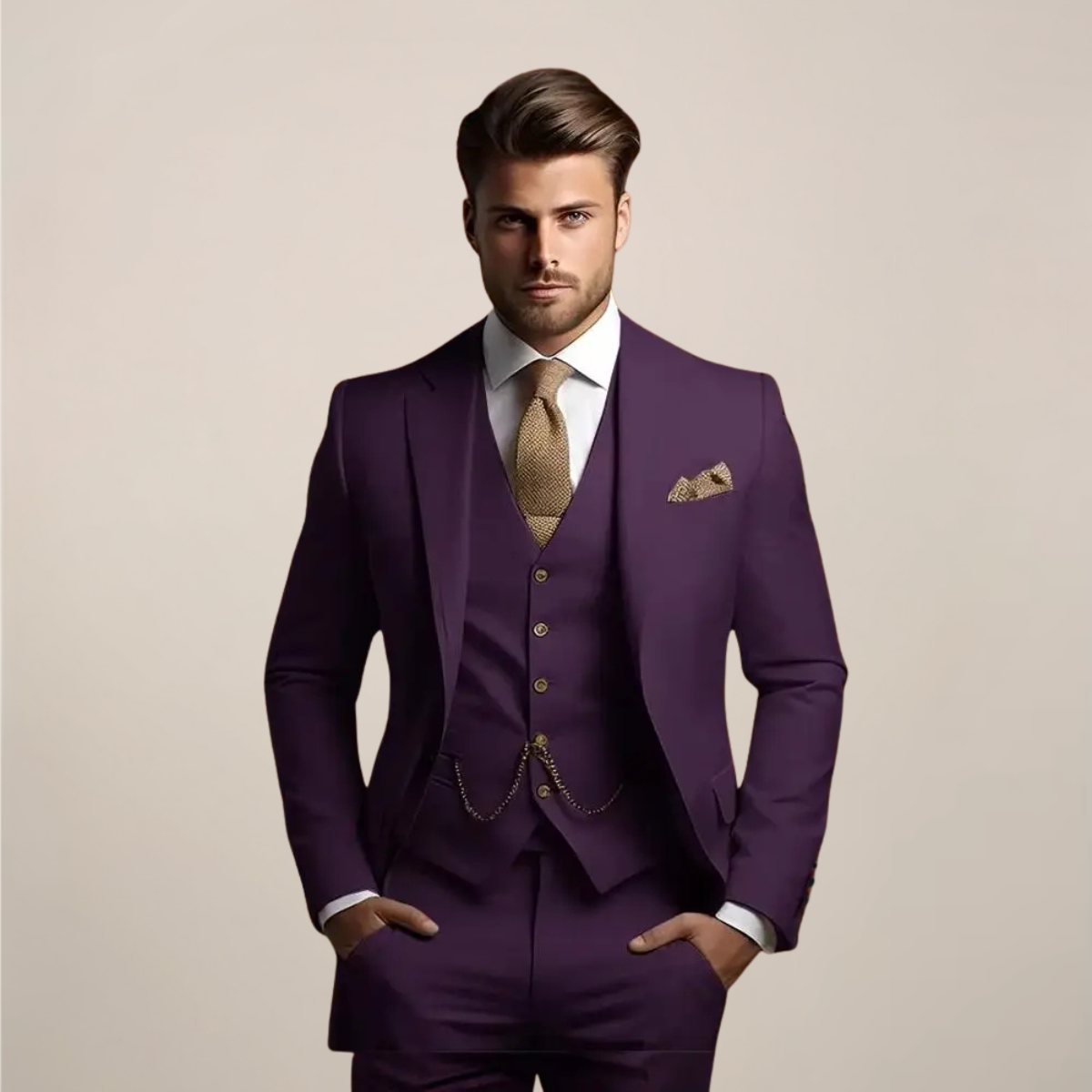 Men’s Three-Piece Slim Fit Suit – Wedding Tuxedo
